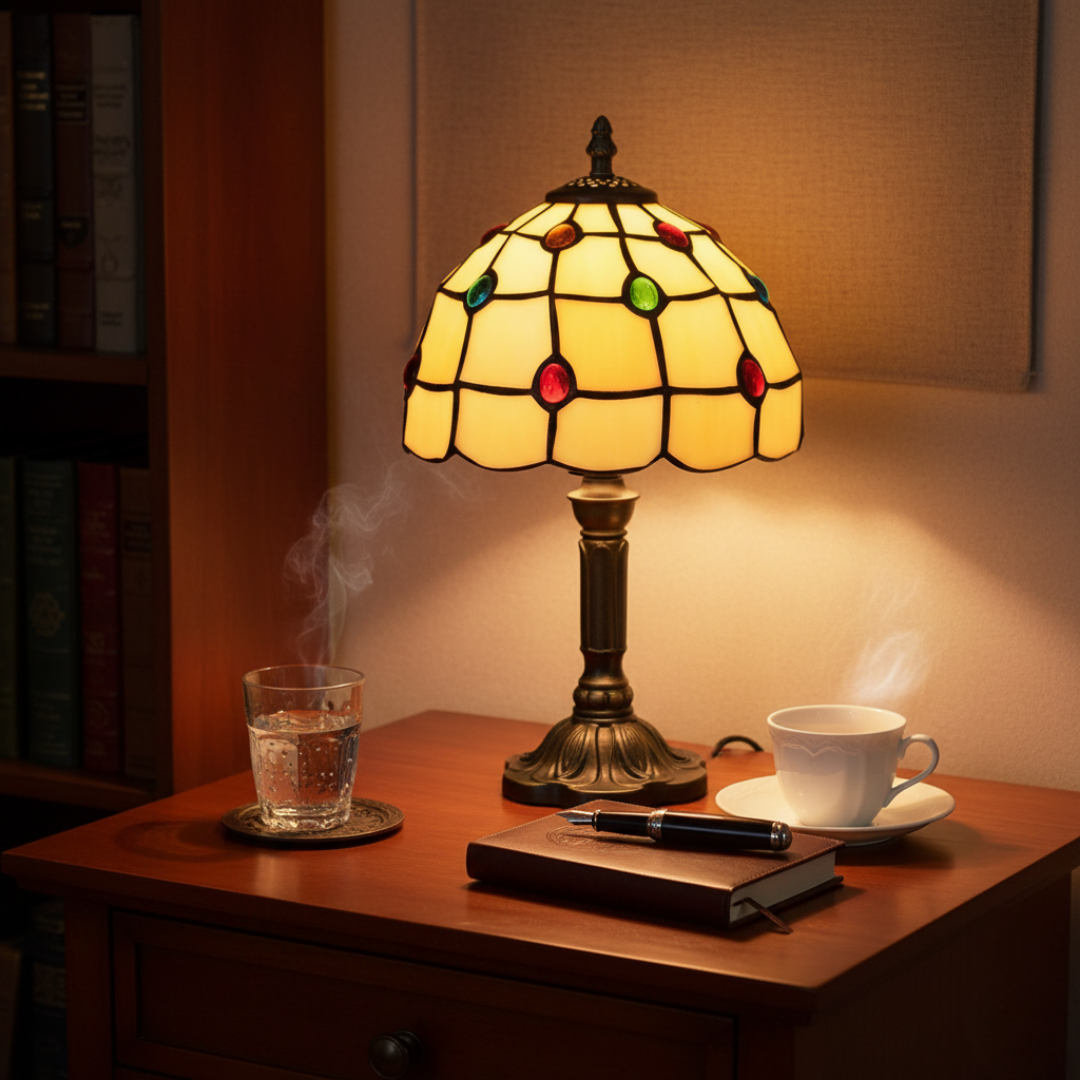 Art Deco Stained Glass Table Lamp